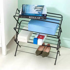 4-Tier Foldable Metal Shoe Rack Shelf, Matte Black