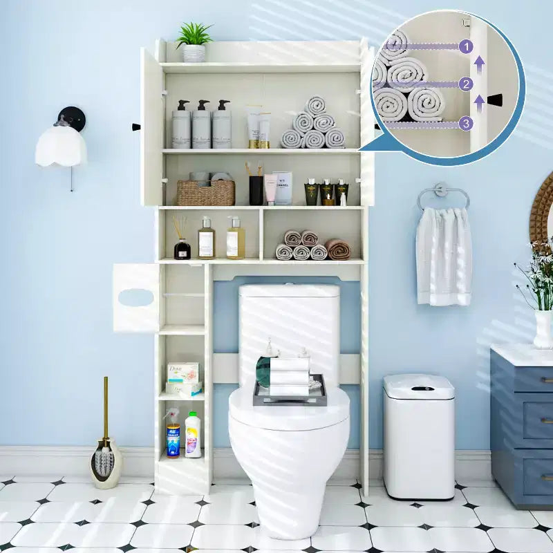 Über-dem-Toiletten-Aufbewahrungsschrank | Badezimmer-Organizer-Regal mit Scheunentüren, Toilettenpapierhalter