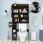 Über-dem-Toiletten-Aufbewahrungsschrank | Badezimmer-Organizer-Regal mit Scheunentüren, Toilettenpapierhalter