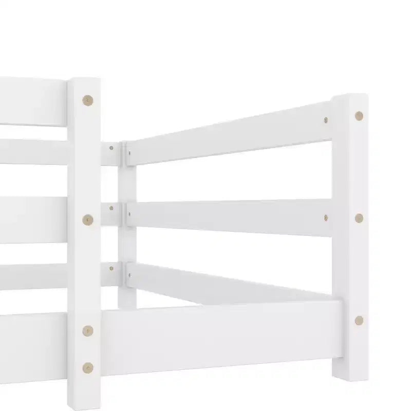 Bed Frame Twin/Full Size,Modern Low Profile Toddler Bed with Safety Rails, Solid Wood Frame for Kids Bedroom