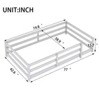 Bed Frame Twin/Full Size,Modern Low Profile Toddler Bed with Safety Rails, Solid Wood Frame for Kids Bedroom
