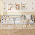 Bed Frame Twin/Full Size,Modern Low Profile Toddler Bed with Safety Rails, Solid Wood Frame for Kids Bedroom