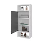 Chic Crate-Pine-Like Medicine Cabinet Mirrored Door & Open Storage | White