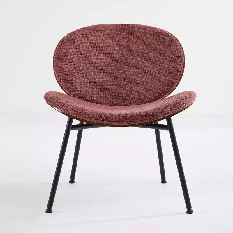 Mid-Century Modern Accent Chairs for Bedroom, Shell Chair Single Side Chair Tripod, Fabric Lounge Chair in Walnut Finish Backrest
