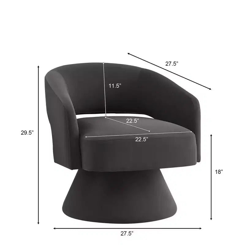 Modern Swivel Accent Chairs for Bedroom, Upholstered Velvet Round Accent Chairs, 360 Degree Comfy Swivel Chair with Open Backrest