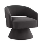 Modern Swivel Accent Chairs for Bedroom, Upholstered Velvet Round Accent Chairs, 360 Degree Comfy Swivel Chair with Open Backrest
