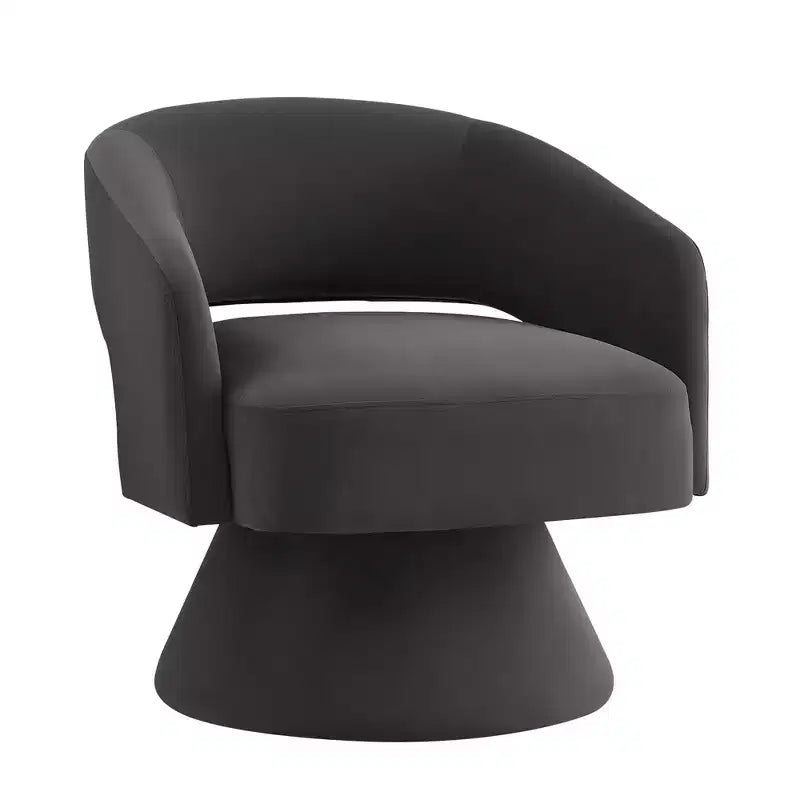 Modern Swivel Accent Chairs for Bedroom, Upholstered Velvet Round Accent Chairs, 360 Degree Comfy Swivel Chair with Open Backrest