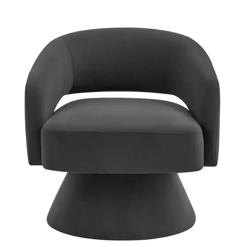 Modern Swivel Accent Chairs for Bedroom, Upholstered Velvet Round Accent Chairs, 360 Degree Comfy Swivel Chair with Open Backrest