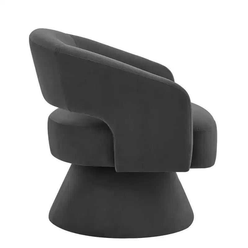 Modern Swivel Accent Chairs for Bedroom, Upholstered Velvet Round Accent Chairs, 360 Degree Comfy Swivel Chair with Open Backrest