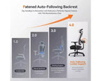 Ergonomic Chair with Footrest Home Office Desk Chair with Auto-Following Lumbar Support, 4D Armrest, Seat Depth&Height Adjustable