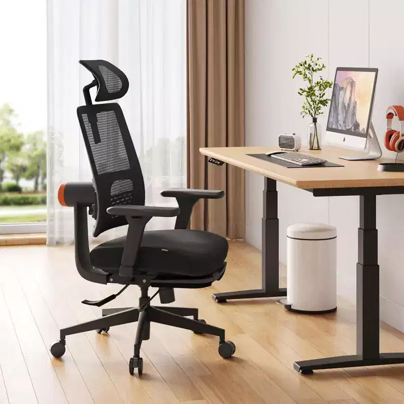 Ergonomic Chair with Footrest Home Office Desk Chair with Auto-Following Lumbar Support, 4D Armrest, Seat Depth&Height Adjustable