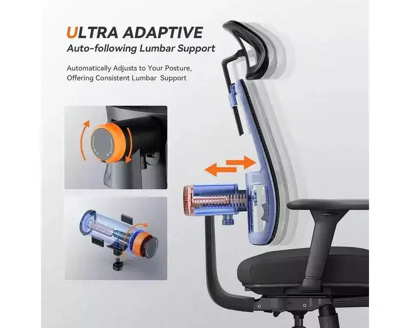 Ergonomic Chair with Footrest Home Office Desk Chair with Auto-Following Lumbar Support, 4D Armrest, Seat Depth&Height Adjustable
