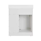 30 White Farmhouse Bathroom Vanity with Sliding Barn Doors, 2 Drawers, Freestanding Vanity with Protective Backsplash
