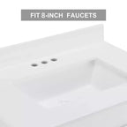30 White Farmhouse Bathroom Vanity with Sliding Barn Doors, 2 Drawers, Freestanding Vanity with Protective Backsplash