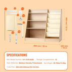 4-Tier Kids Wooden Bookshelf, Six-Layer Sling Bookcase, Baby Storage Book Rack, Book Toy Organizer Cabinet, for Kids Room, Playroom