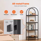 Metal Bookshelf, 4-Tier Arched Industrial Bookshelf, Small Rustic Vintage Storage Bookcase with Open Shelves, Freestanding Display Shelving