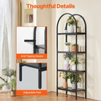Metal Bookshelf, 4-Tier Arched Industrial Bookshelf, Small Rustic Vintage Storage Bookcase with Open Shelves, Freestanding Display Shelving