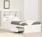 HomeStock 40 in.H Twin Size White with Bookcase Beds made of Particle Board Bed Frame