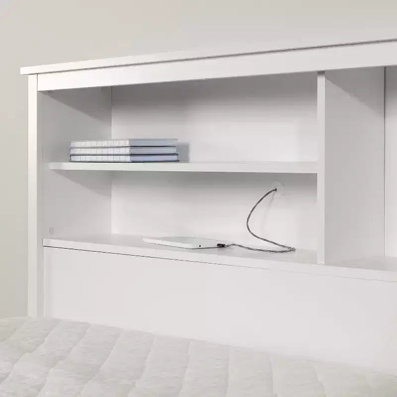 40 in.H Twin Size White with Bookcase Beds made of Particle Board Bed Frame