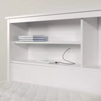 40 in.H Twin Size White with Bookcase Beds made of Particle Board Bed Frame