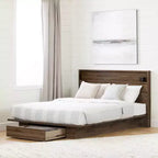 8.5 in.H Adjustable (Full to Queen) Size Brown with Storage Beds made of Particle Board Bed Frame