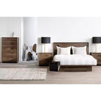 8.5 in.H Adjustable (Full to Queen) Size Brown with Storage Beds made of Particle Board Bed Frame