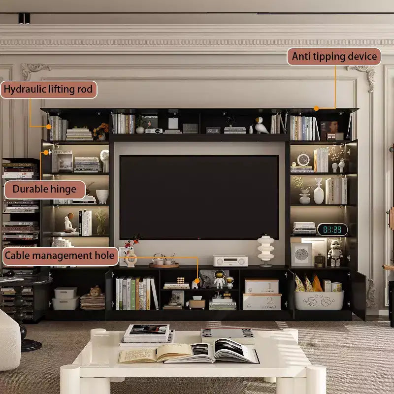 Large Entertainment Center All Encompassing TV Entertainment Center: Aesthetic & Practical Living Room Essential