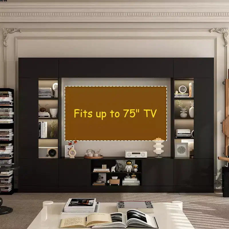 Large Entertainment Center All Encompassing TV Entertainment Center: Aesthetic & Practical Living Room Essential