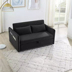 Sleeper Sofa Bed with USB, Adjustable Pull-Out Bed & Side Pocket (Velvet)