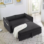Sleeper Sofa Bed with USB, Adjustable Pull-Out Bed & Side Pocket (Velvet)