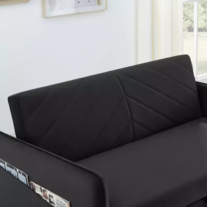 Sleeper Sofa Bed with USB, Adjustable Pull-Out Bed & Side Pocket (Velvet)