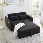 Sleeper Sofa Bed with USB, Adjustable Pull-Out Bed & Side Pocket (Velvet)