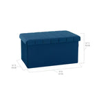 Blue Velvet Cushioned Accent Storage Ottoman
