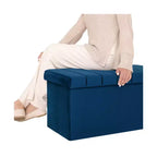 Blue Velvet Cushioned Accent Storage Ottoman