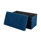 Blue Velvet Cushioned Accent Storage Ottoman