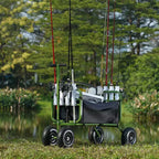 Beach Fishing Cart, 300 lbs Load Capacity, Foldable Fish and Marine Cart with Four 11 Big Wheels Rubber Balloon Tires