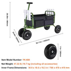 Beach Fishing Cart, 300 lbs Load Capacity, Foldable Fish and Marine Cart with Four 11 Big Wheels Rubber Balloon Tires