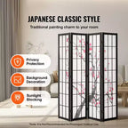 Room Divider, 4 Panel Japanese Room Divider Screen, Wood Folding Privacy Screen Indoor, Partition Portable Decoration Dividers Brown+White