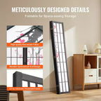 Room Divider, 4 Panel Japanese Room Divider Screen, Wood Folding Privacy Screen Indoor, Partition Portable Decoration Dividers Brown+White