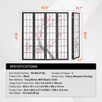 Room Divider, 4 Panel Japanese Room Divider Screen, Wood Folding Privacy Screen Indoor, Partition Portable Decoration Dividers Brown+White