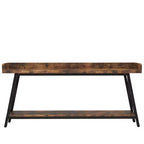 70.9 Inch Narrow Rustic Sofa Table Sturdy Metal Frame Home Decor