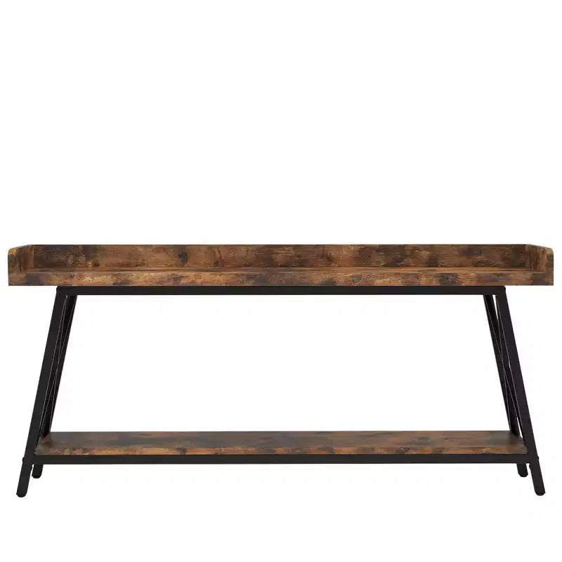70.9 Inch Narrow Rustic Sofa Table Sturdy Metal Frame Home Decor