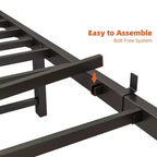 Modern Twin Size Metal Platform Bed Frame with Storage Headboard, Charging Station and LED Lights