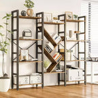 4-layer Bookshelves, Large Wooden Bookcases, Open Display Racks for Living Rooms and Bedrooms, Modern Bookshelf Metal-framed Furniture, Brown.