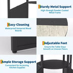 Round Dining Table for 4-6 People Modern Farmhouse Wooden Circle Kitchen Table with Storage Shelf, Waterproof Tabletop Breakfast Nook Furniture