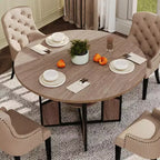 Round Dining Table for 4-6 People Modern Farmhouse Wooden Circle Kitchen Table with Storage Shelf, Waterproof Tabletop Breakfast Nook Furniture