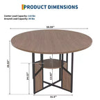 Round Dining Table for 4-6 People Modern Farmhouse Wooden Circle Kitchen Table with Storage Shelf, Waterproof Tabletop Breakfast Nook Furniture