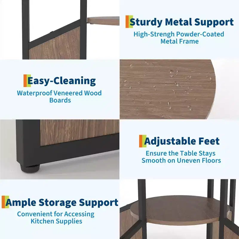 Round Dining Table for 4-6 People Modern Farmhouse Wooden Circle Kitchen Table with Storage Shelf, Waterproof Tabletop Breakfast Nook Furniture