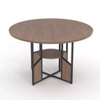 Round Dining Table for 4-6 People Modern Farmhouse Wooden Circle Kitchen Table with Storage Shelf, Waterproof Tabletop Breakfast Nook Furniture