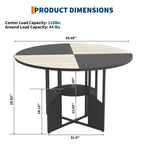 Round Dining Table for 4-6 People Modern Farmhouse Wooden Circle Kitchen Table with Storage Shelf, Waterproof Tabletop Breakfast Nook Furniture